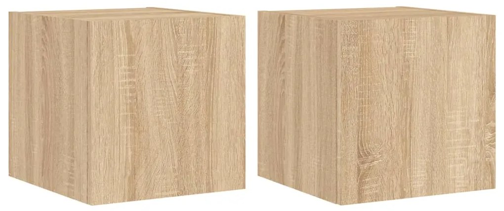 Mobili tv a parete con luci led 2pz rovere sonoma 30,5x35x30 cm