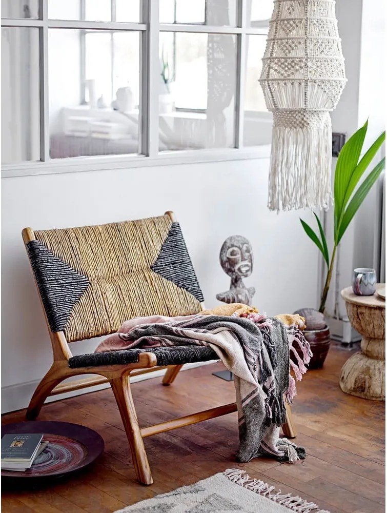 Poltrona nero-marrone con intreccio Grant - Bloomingville