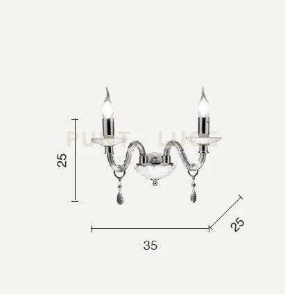 Applique livia 2 luci tortora- trasparente e cromo attacco e14 l.35cm