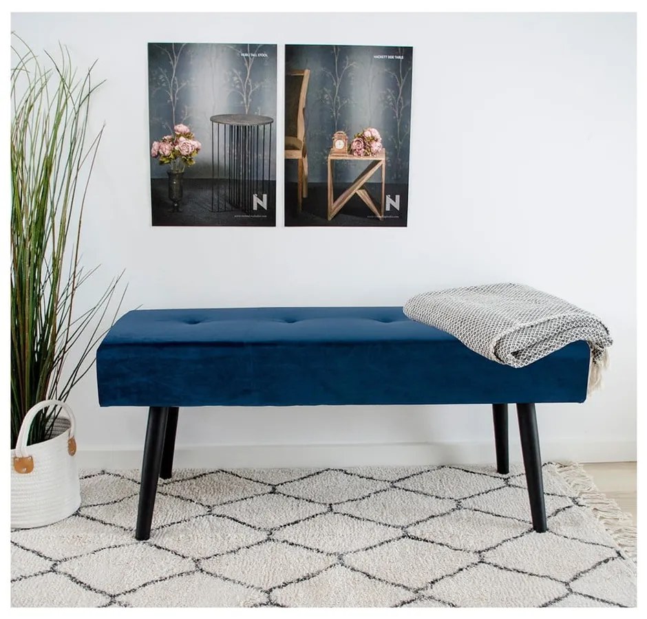 Panchina in velluto blu Skiby - Bonami Essentials