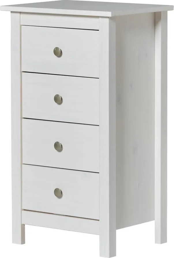 Cassettiera alta bianca in legno di pino 46x80 cm Berna - Marckeric