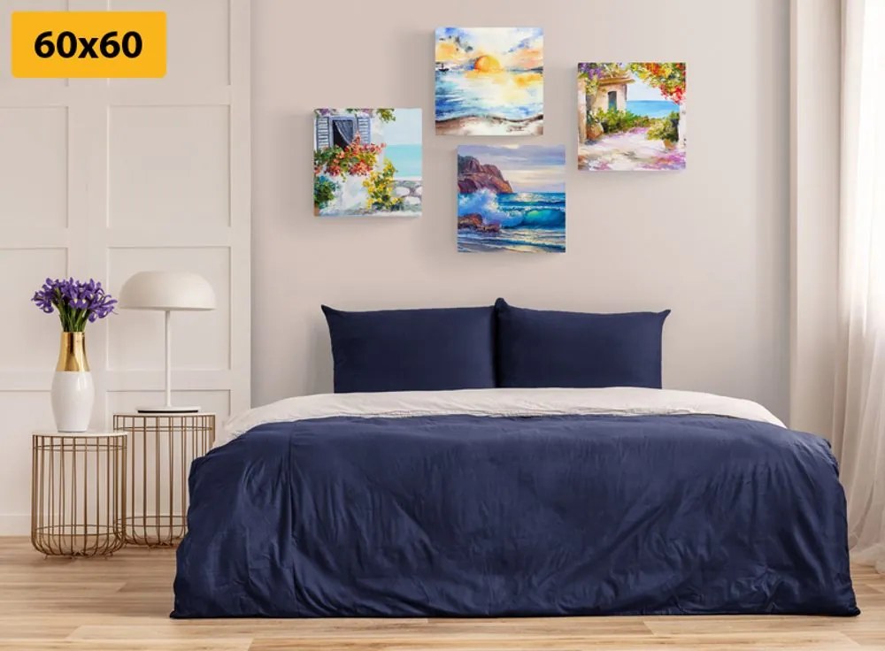Set di quadri – Tocco di mare in imitazione di pittura a olio