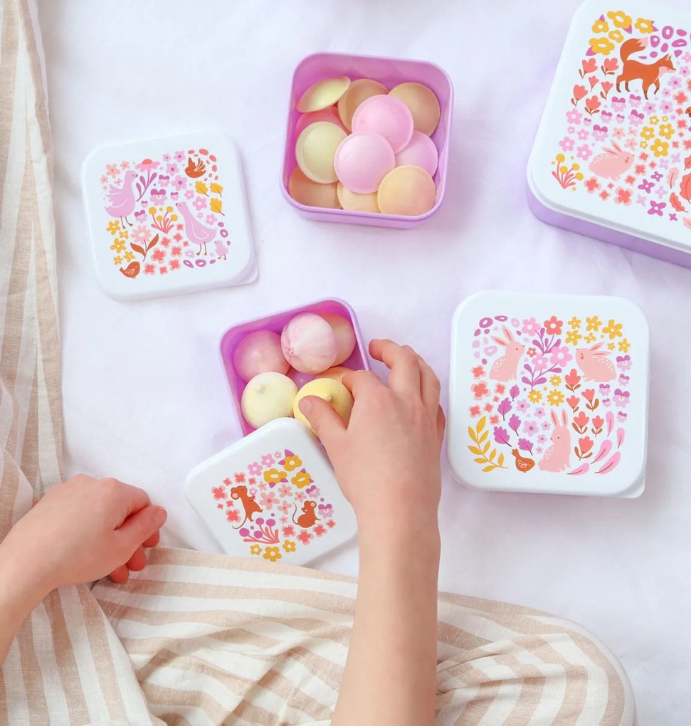 A Little Lovely Company - set di quattro scatole merenda - giardino fiorito