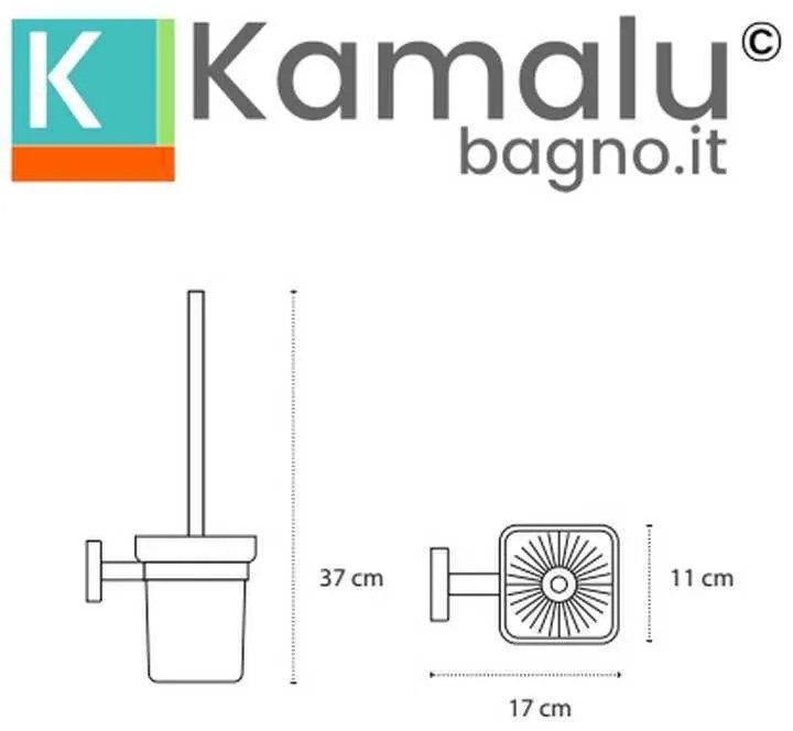 Kamalu - portascopino bagno a muro in acciaio inox bianco opaco e vetro | clode-b