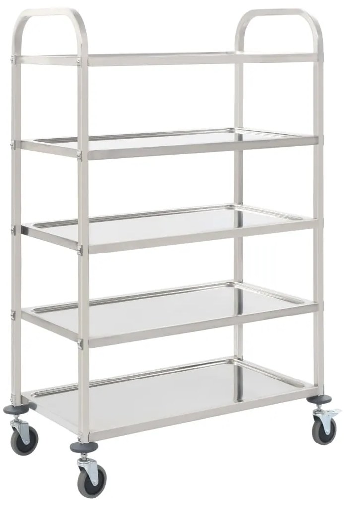 Carrello da cucina a 5 livelli 107x55x147 cm in acciaio inox