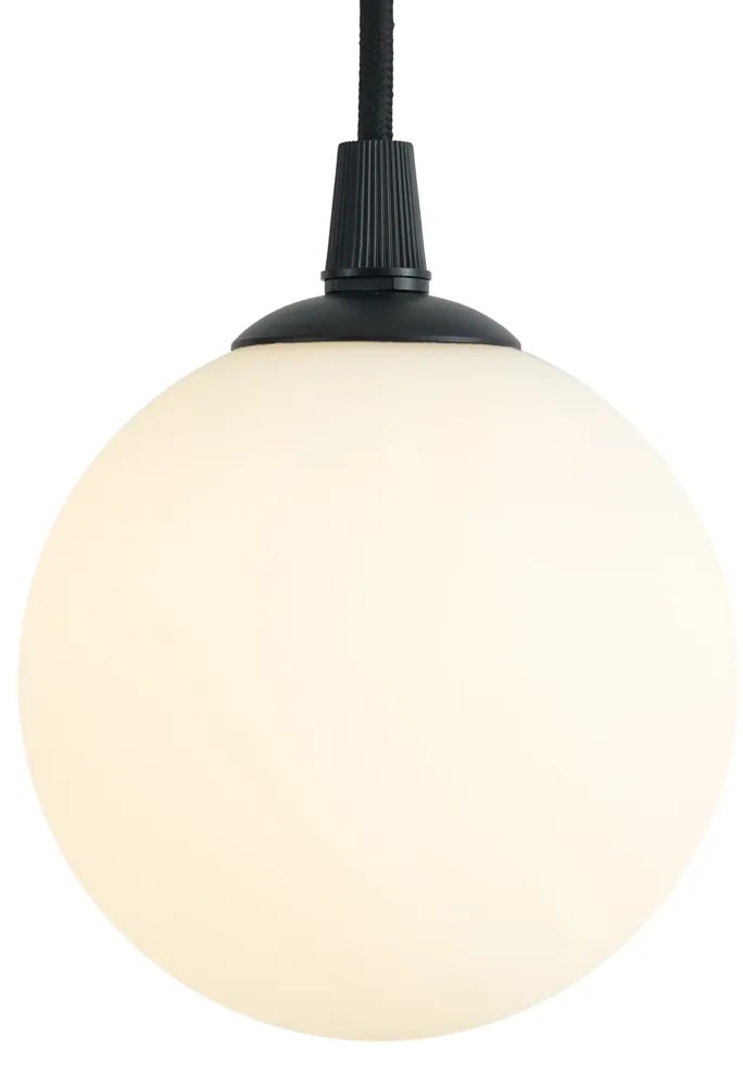 Lampada a sospensione moderna nera con vetro bianco per sistema a binario monofase - Iconic Perle