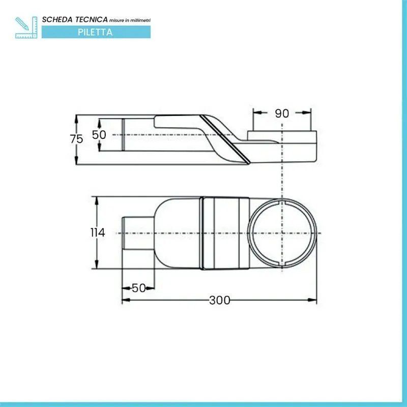 Canalina doccia 70 cm in alluminio reversibile scarico centrale, sifone e piletta inclusi