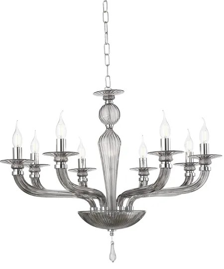 Lampadario a sospensione D82 cm VILLA a 8 luci in vetro lavorato a mano FUMČ