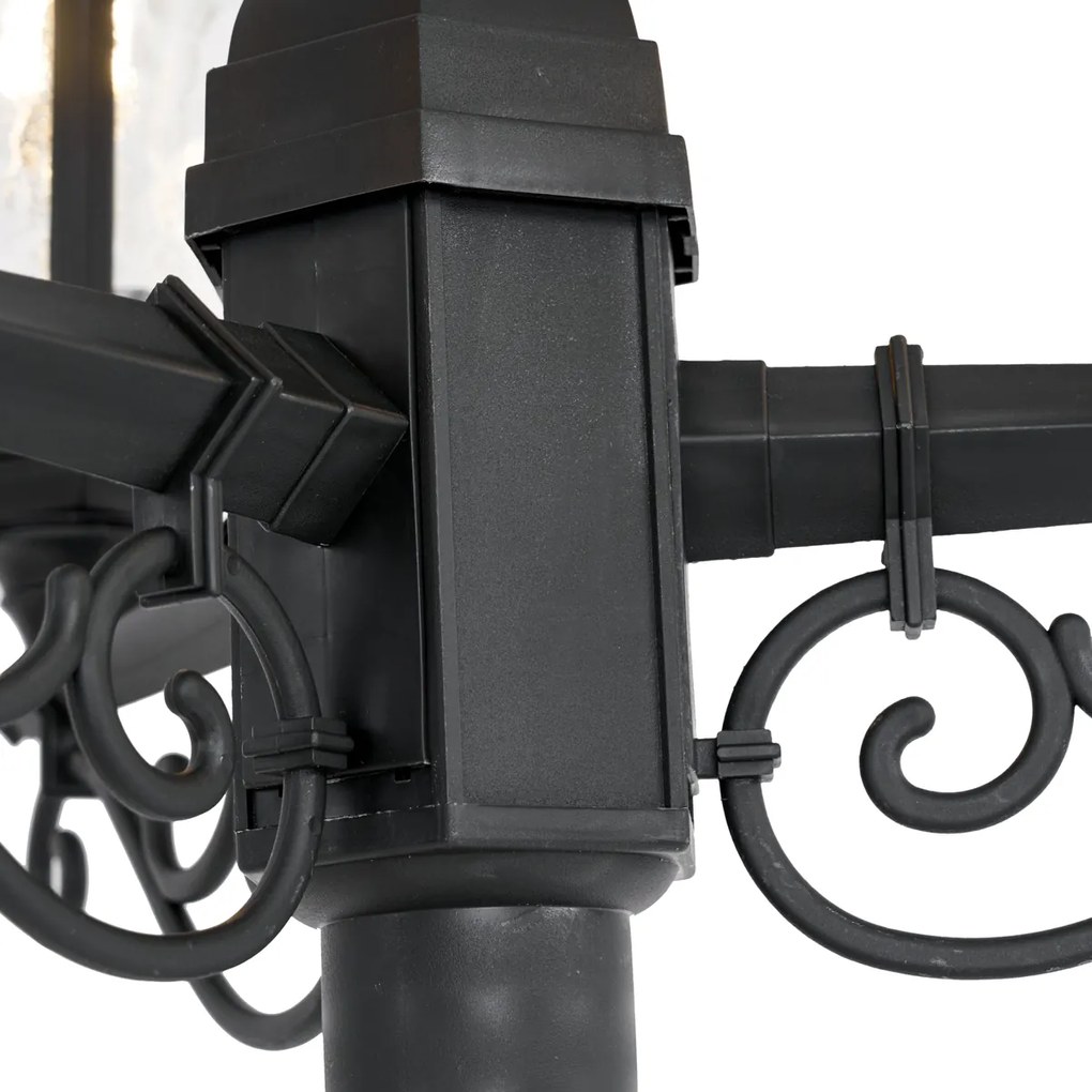 Lampione da esterno classico nero 217cm IP44 - New Haven Hammered