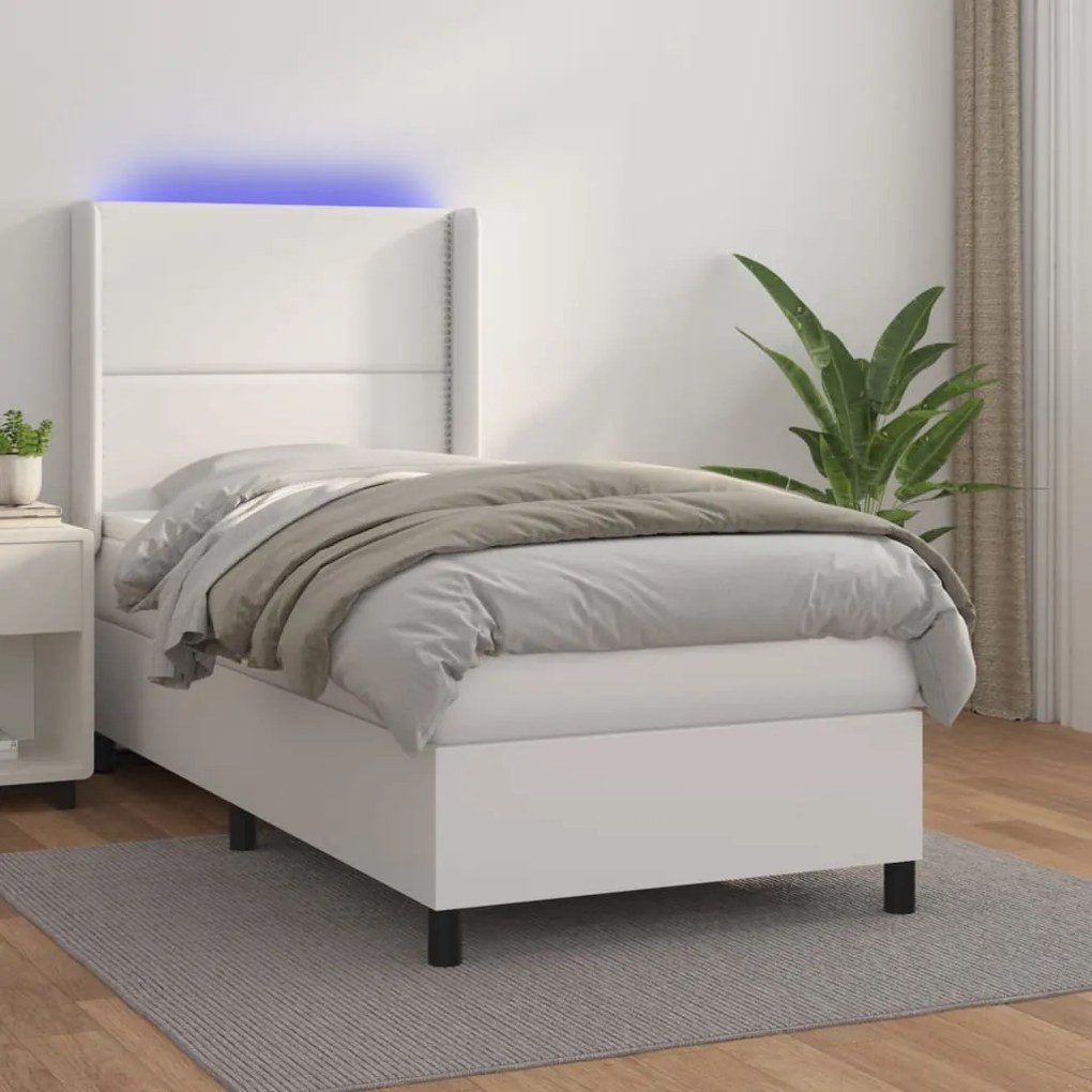 Giroletto Molle Con Materasso E Led Bianco 90x200 Cm Similpelle /