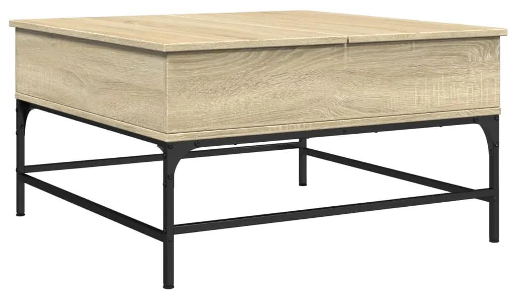 Tavolino salotto rovere sonoma 80x80x45 cm multistrato metallo