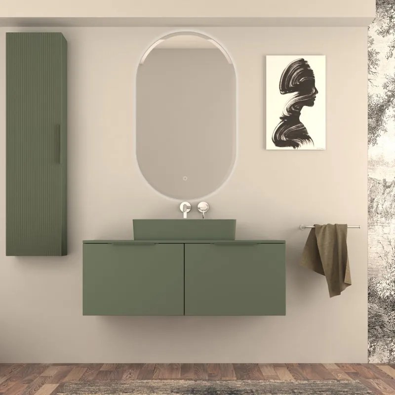Mobile da bagno sotto lavabo BADEN HAUS Modula verde laccato opaco L 120 x H 43 x P 44 cm 2 cassetti, lavabo non incluso