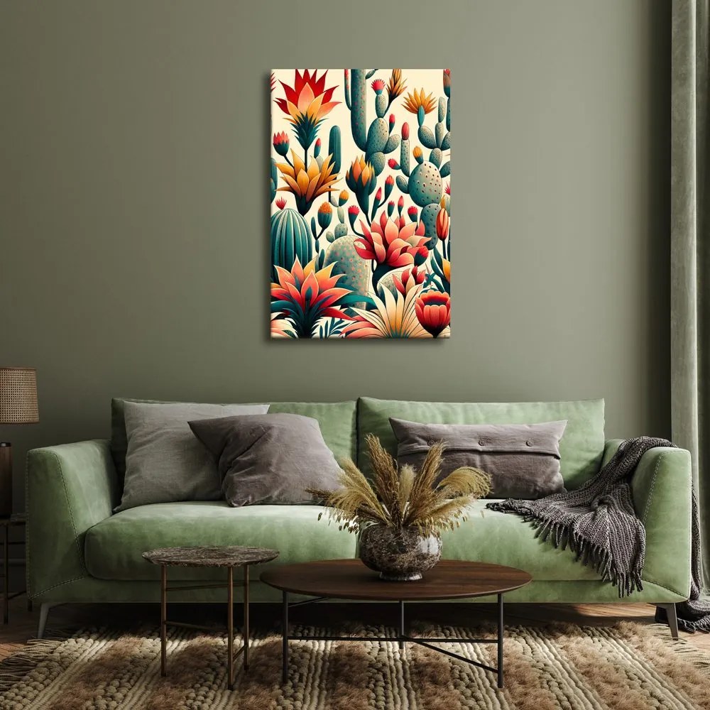 Quadro su tela – Cactus e fiori esotici