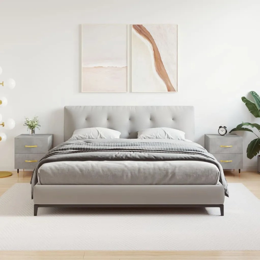Comodini 2 Pz Grigio Cemento 40x35x47,5 Cm İn Legno Multistrato /