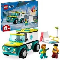 LEGO CITY AMBULANZA D'EMERGENZA E SNOWBOARDER CON 2 MINIFIGURE