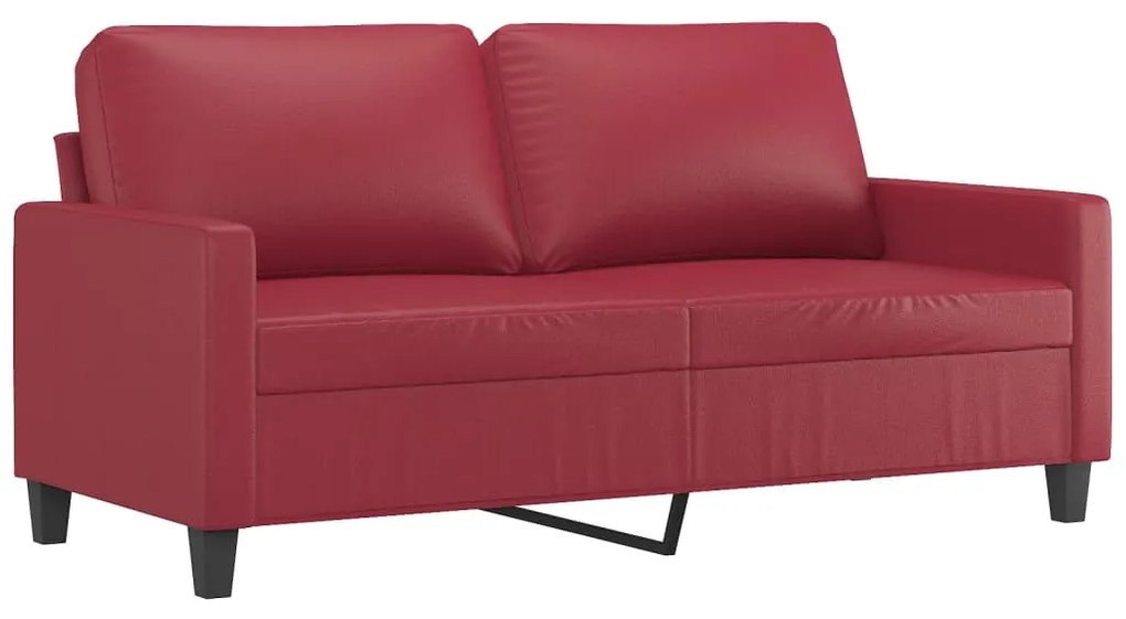 Set di divani 2 pz con cuscini rosso vino in similpelle