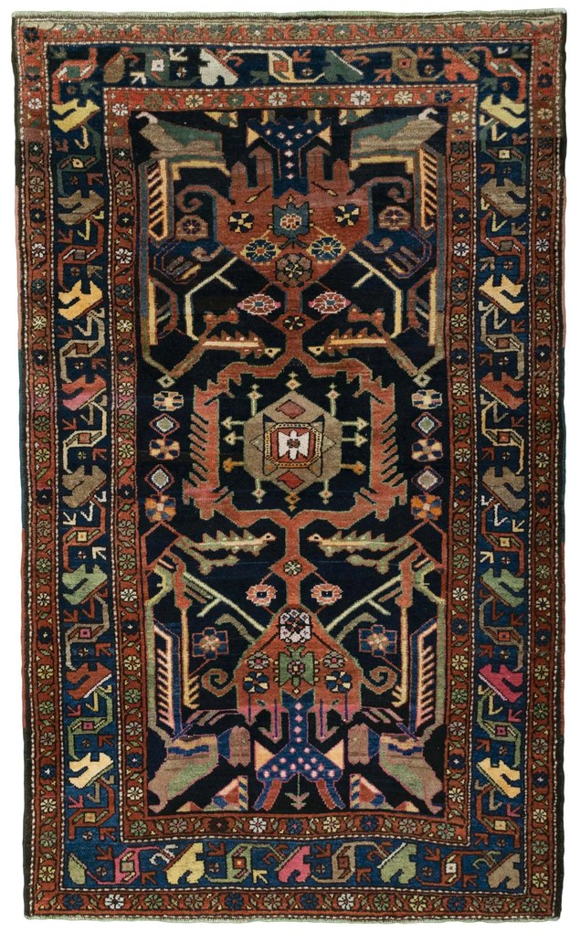 Hamedan Tappeto 120 x 210 Blu (Iran) Annodato A Mano