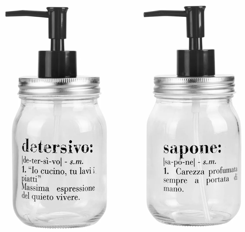 Set 2 dispenser sapone 410 ml scritta Victionary