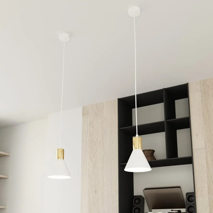 Lampada a sospensione in acciaio ROSA 1 nero/bianco e oro E14