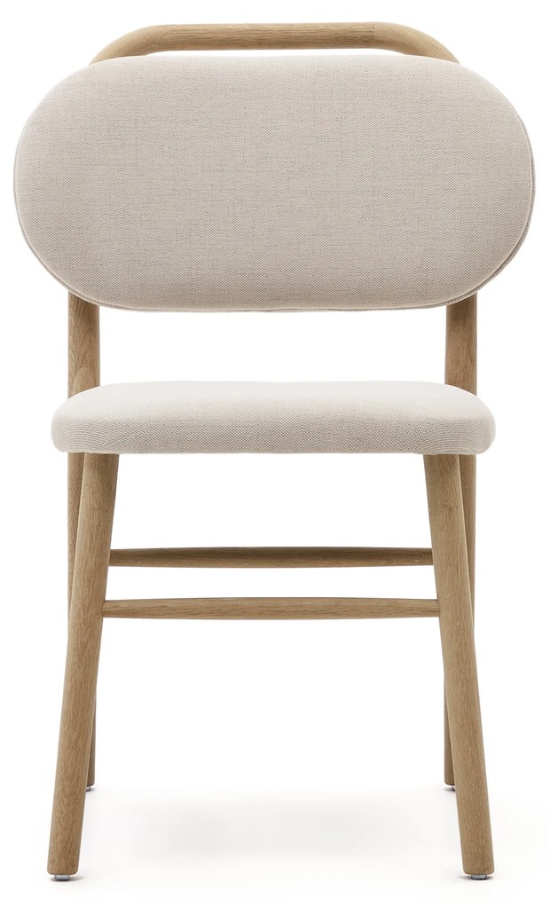 Kave Home - Sedia Helda in ciniglia beige e massello di quercia FSC Mix Credit