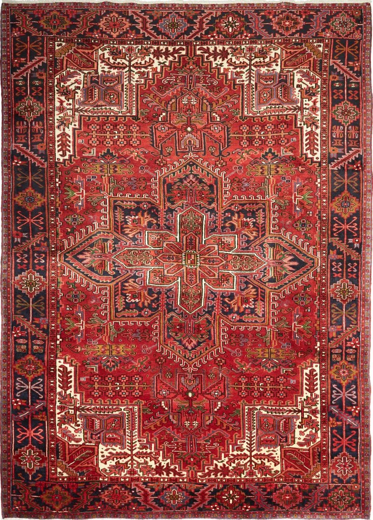 Heriz Tappeto 350x260 Rosso (Iran) Annodato A Mano