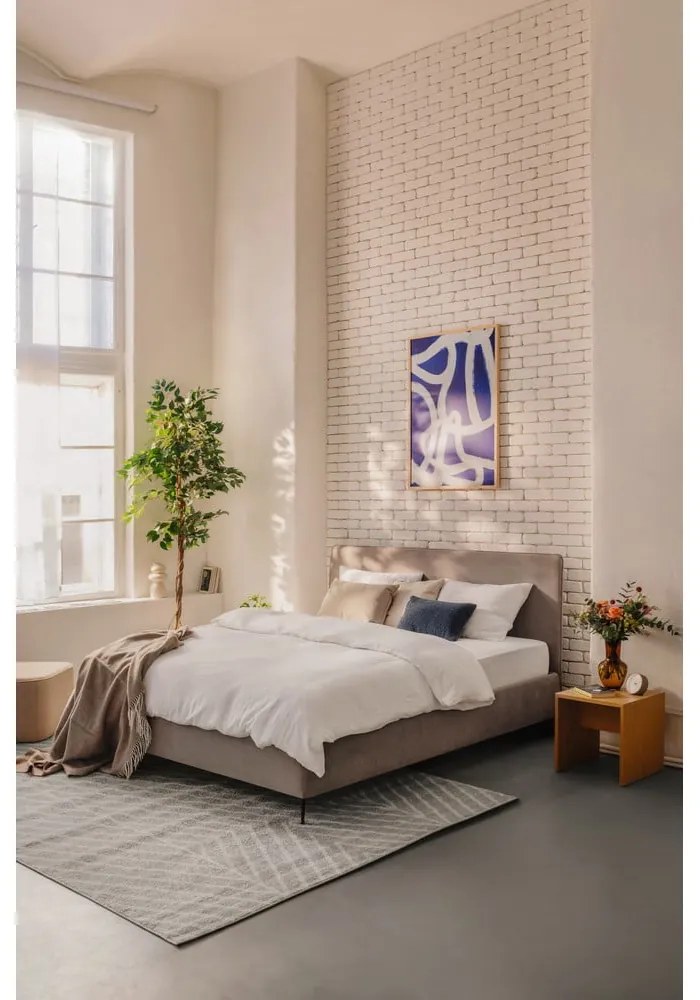 Letto matrimoniale imbottito grigio tortora con rete inclusa 180x200 cm Noira Slim – Bonami Selection