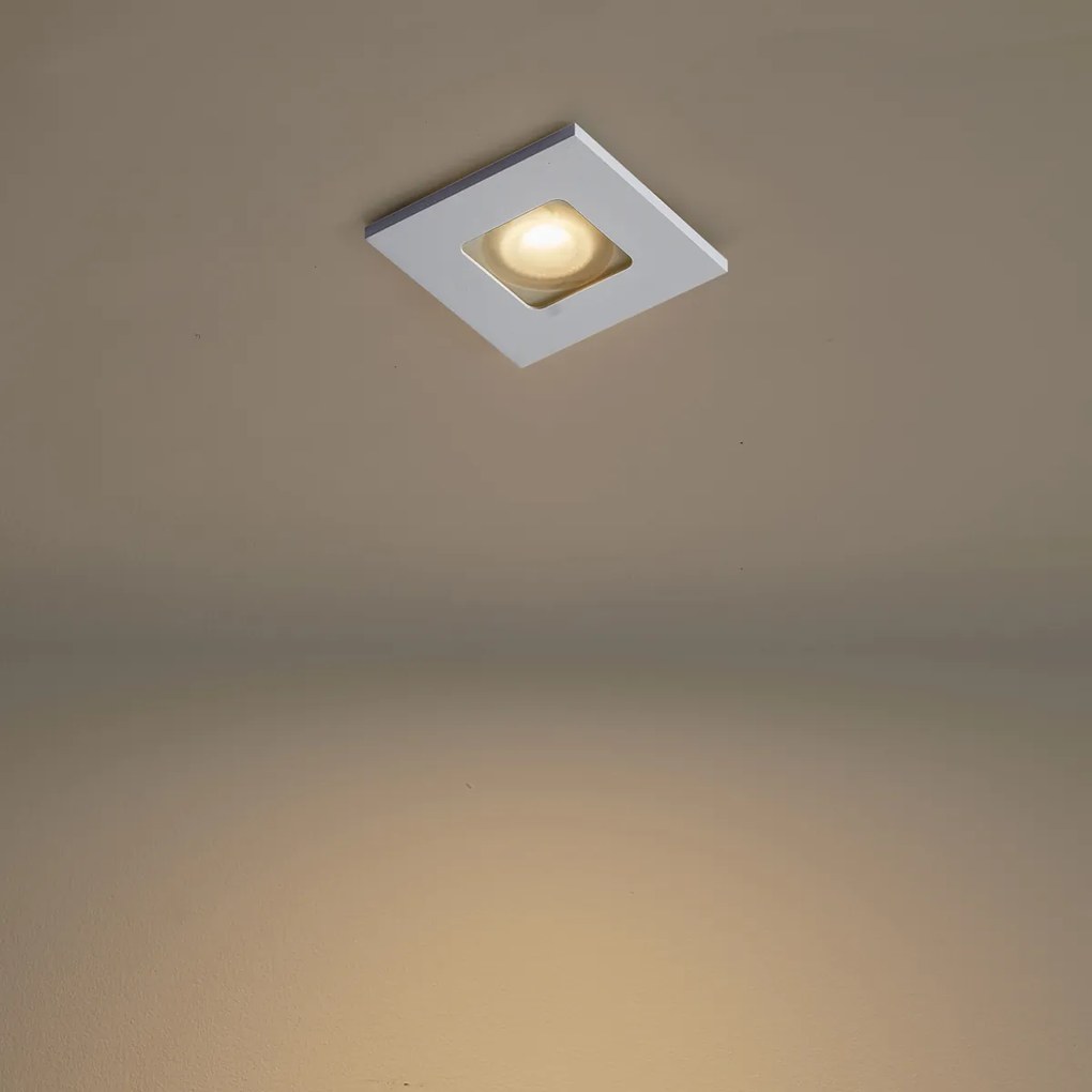 Set di 6 faretti da incasso moderni bianchi quadrati IP44 - Qure