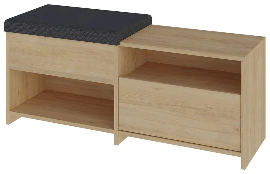 Scarpiera in rovere con panca in colore naturale Romi - Marckeric