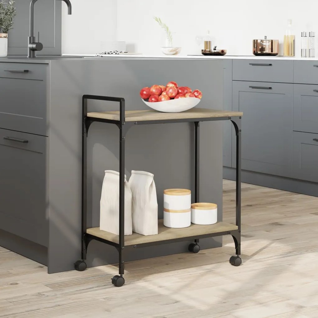 Carrello cucina rovere sonoma 60,5x31x72,5 cm legno multistrato
