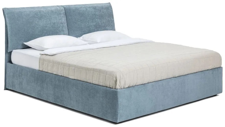 Letto matrimoniale imbottito blu con contenitore e rete inclusi 180x200 cm Thessa Pillow – Bonami Selection
