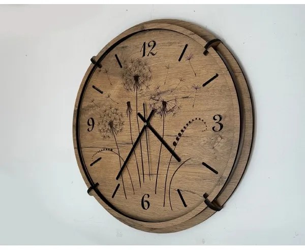 Li-Go 23682/DUB5 - Orologio da parete 1x AA Ø 32 cm rovere/Dente di leone