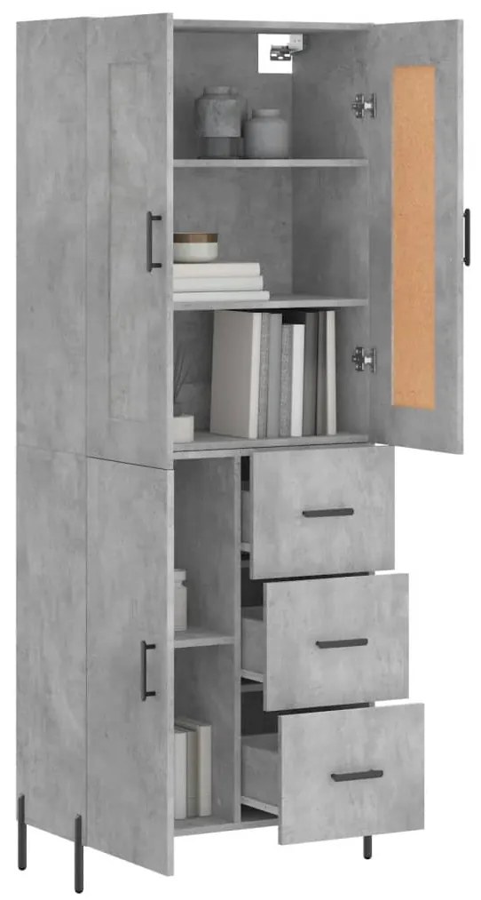 Credenza grigio cemento 69,5x34x180 cm in legno multistrato