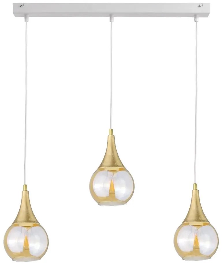 Lampadario a sospensione con filo LACRIMA WHITE 3xE27/60W/230V