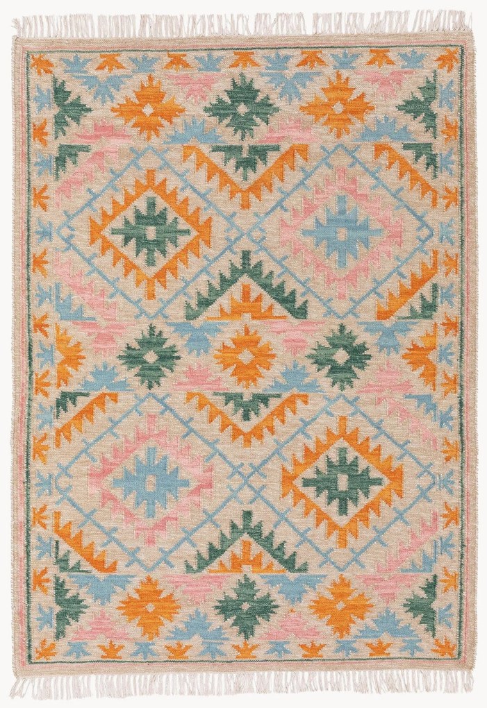 Tappeto kilim fatto a mano con frange Zohra