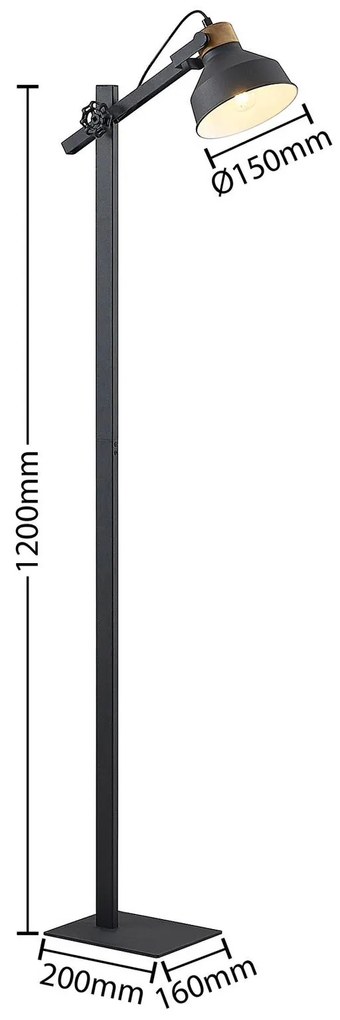 Lindby Nefeli piantana con dettagli legno, 1 luce