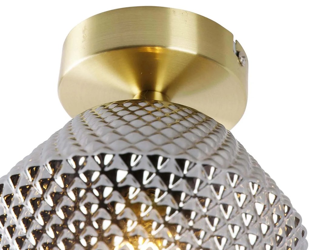 Lampada da soffitto intelligente in ottone con vetro fumé incl. Wi-Fi A60 - Karce