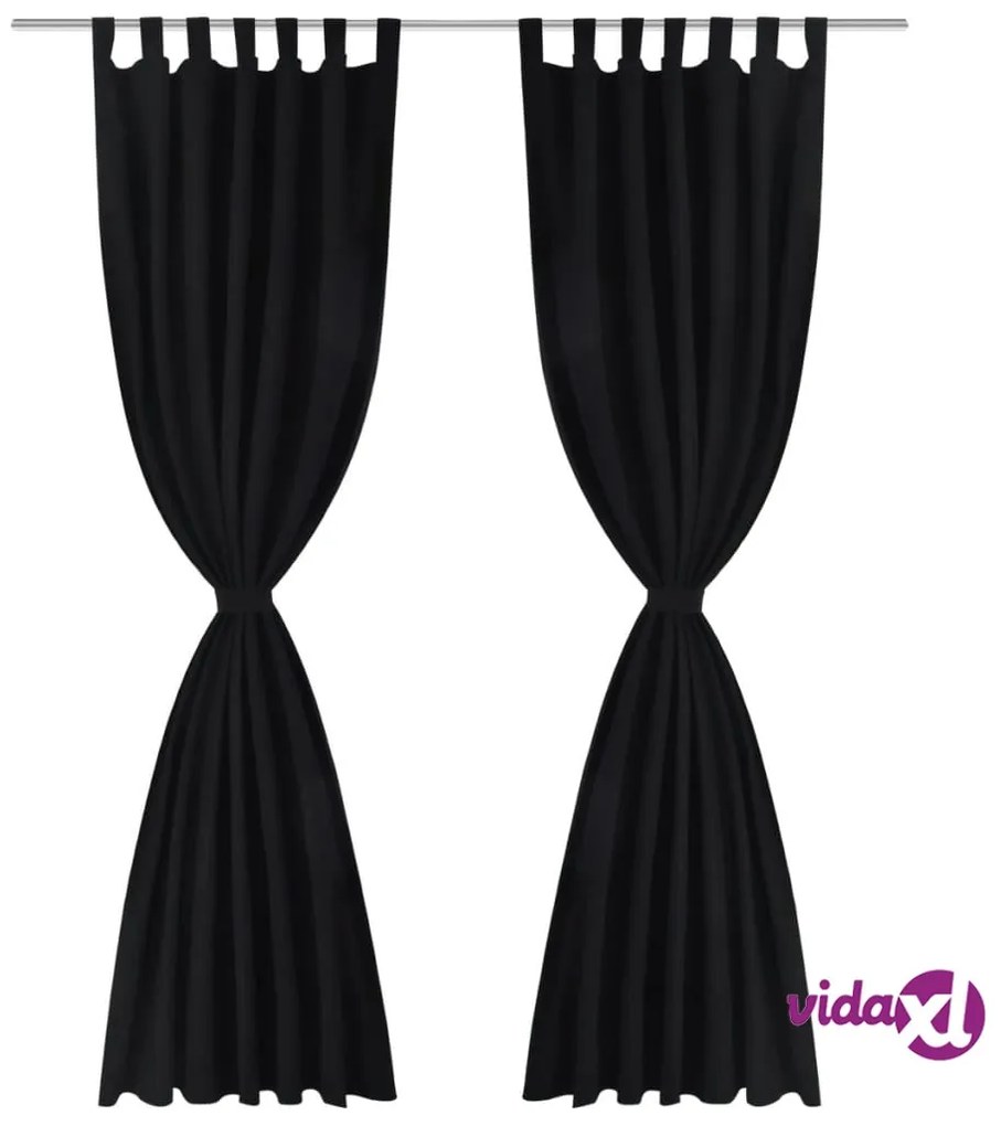 vidaXL Tende Micro-Raso Nere 2 pezzi con Occhielli 140 x 175 cm