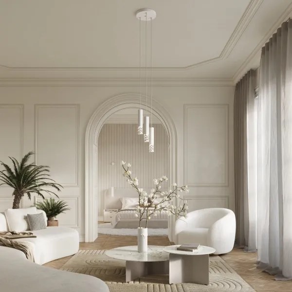 Sollux SL.1694 - Lampadario a sospensione con filo LIRO 3xGU10/10W/230V bianco