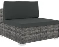 Seduta Centrale Modulare 1 pz con Cuscini in Polyrattan Grigio 46795