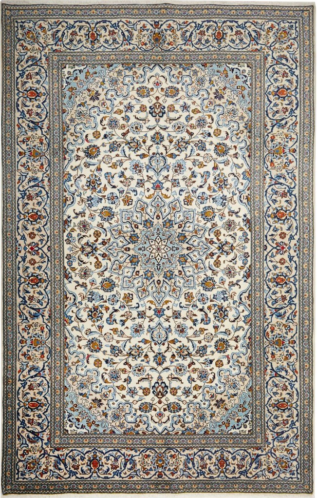 Kashan Tappeto 200x310 Beige (Iran) Annodato A Mano