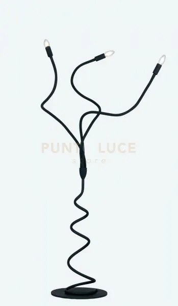 Piantana lover nera 3 luci attacco e14 120x165cm in metallo e silic...