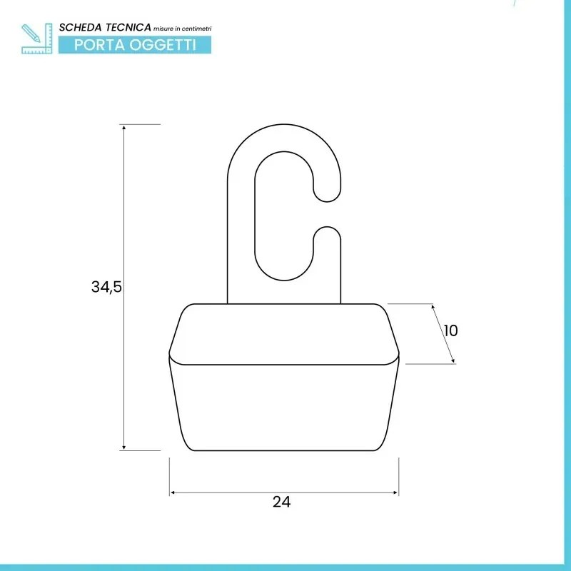 Portaoggetti doccia grigio in PVC gancio e fori di scolo per lacqua