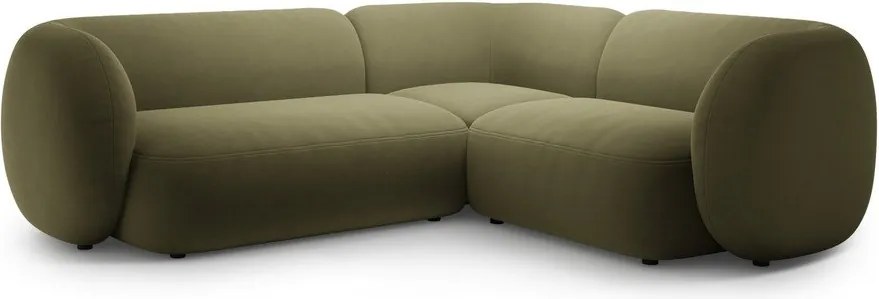 Divano angolare verde (con penisola a destra/a L) con rivestimento in velluto Kate – Micadoni