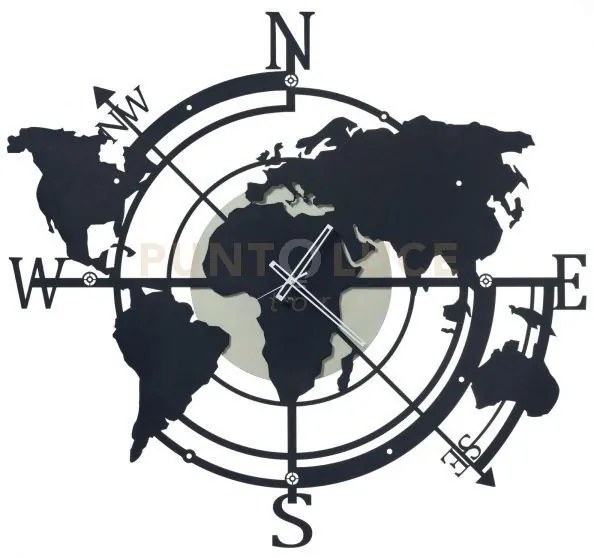 Orologio di design da parete planisfero grande avorio e nero