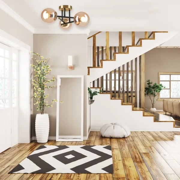 Lampadario a plafone MALENA 3xE14/5W/230V oro/nero/fumé beige