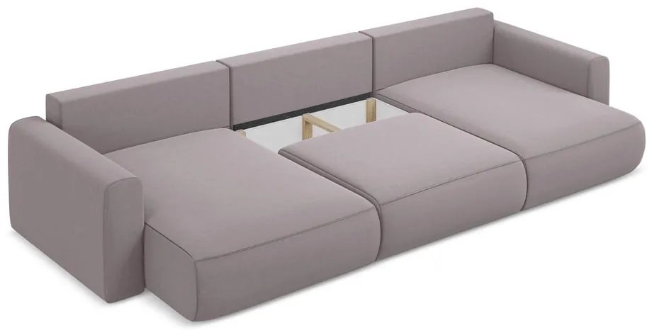 Divano angolare lavanda allungabile/con contenitore (a U) con rivestimento in velluto Kapua – Makamii