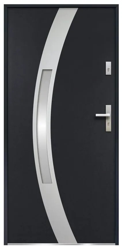 Porta d'ingresso apertura verso sinistra H207 x L100 cm in Acciaio smaltato e Inox Antracite - TROFA