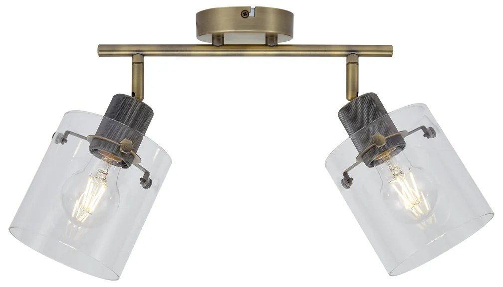 Faretto da soffitto di design bronzo con vetro trasparente 2 luci - Domo