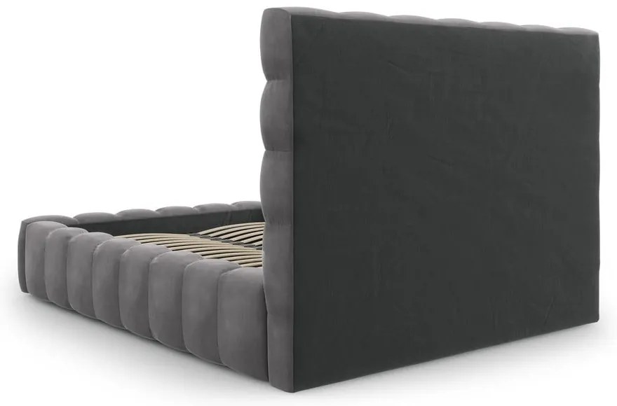 Letto matrimoniale imbottito grigio con contenitore con griglia 140x200 cm Bali - Cosmopolitan Design