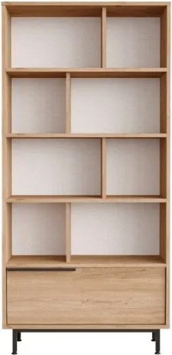 Libreria Moderna Con Vani A Giorno Ed Anta Frontale 84x30x175 Ocean Legno